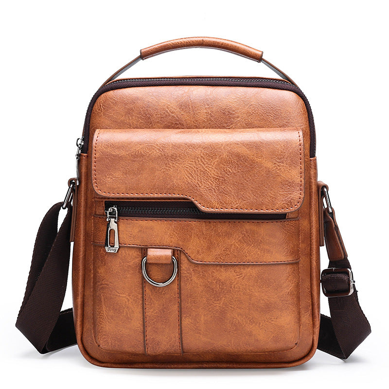 Bolso masculino marrón vintage de piel para documentos