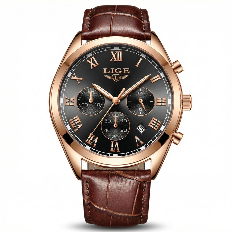 Reloj Hombre Deportivo Elegante Rose Gold con Cronógrafo y Fecha 30M